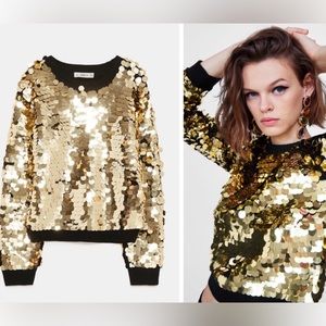 Zara gold sequin sweater